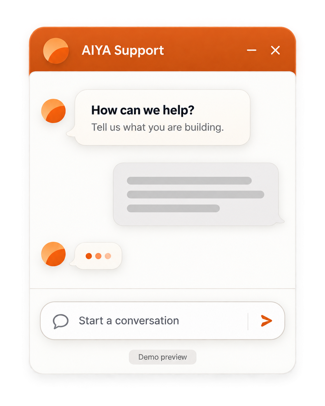 Demo preview of a future AIYA customer support chat