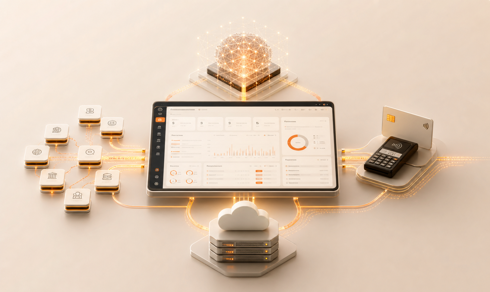 AI, APIs, payment systems, and cloud services connected through one enterprise platform